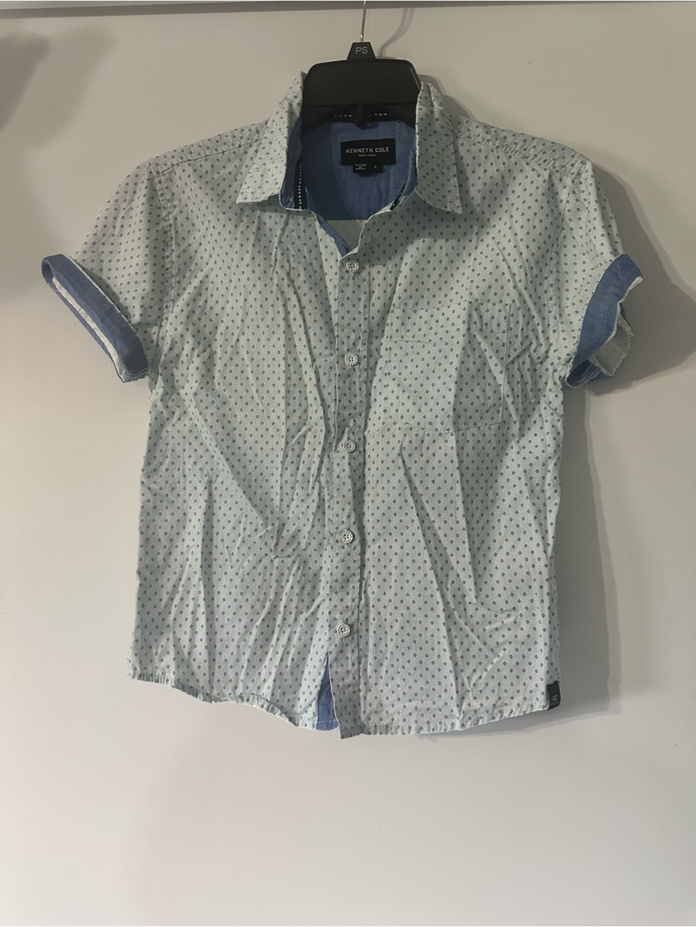 Kenneth Cole boys 8 button short sleeve shirt